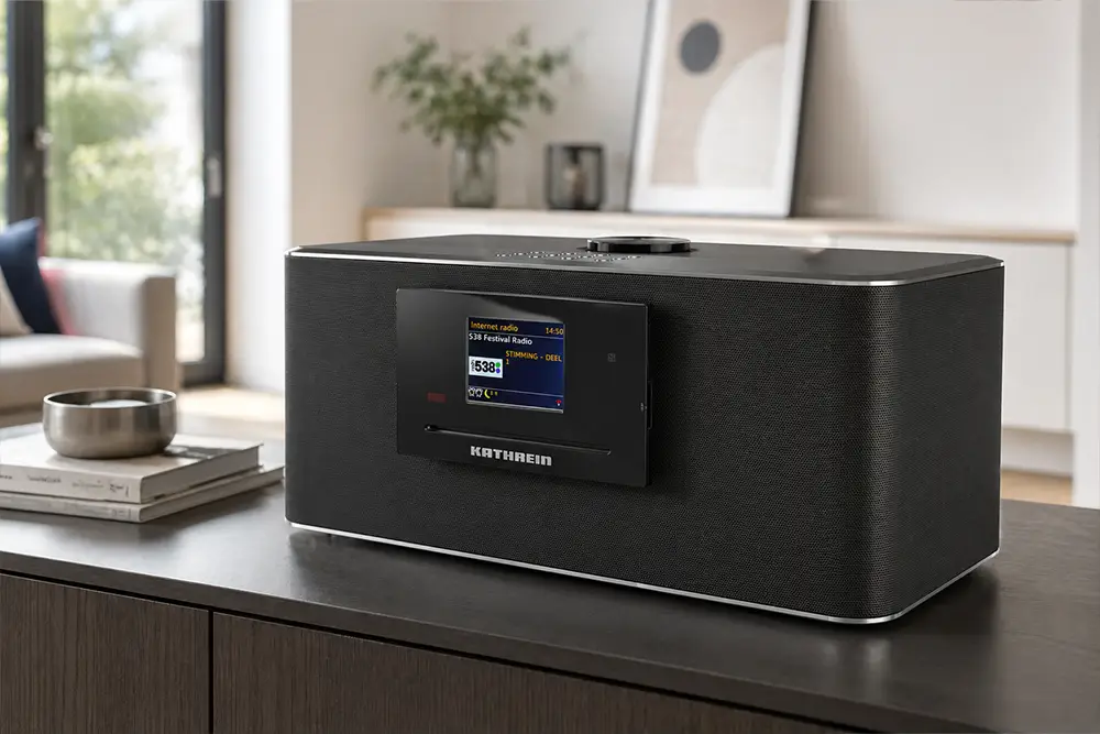 DAB+ Radio auf einem Sideboard im Wohnraum